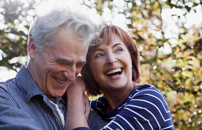 Couple smiling